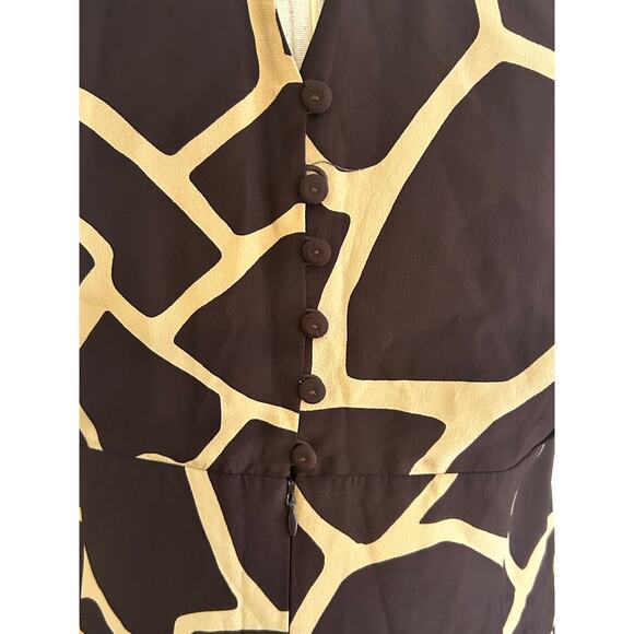 ESCADA Black Label Giraffe Print V-Neck Silk Mid Length Dress - Picture 4 of 12